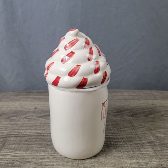 Rae Dunn Artisan Collection White Ceramic Peppermint Mocha Mug with Lid - Picture 2 of 8